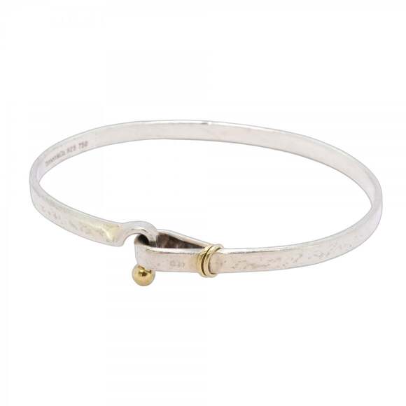 TIFFANY Jewelry - Tiffany & Co. Hook Eye Bangle, 18K Yellow Gold (KYG), Sterling Silver 925, Wo...